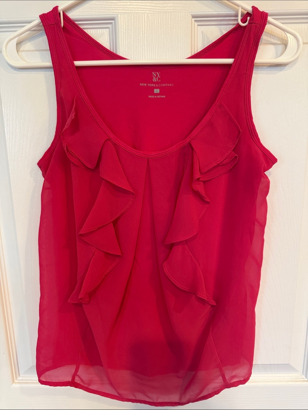 New York & Company Hot Pink Ruffle Sleeveless Camisole